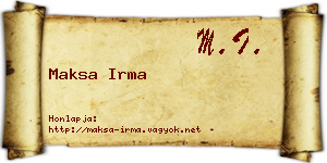 Maksa Irma névjegykártya